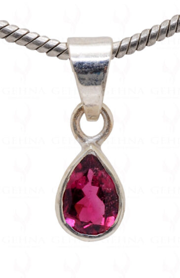 “Aaa” Pink Tourmaline Pear Shape Gemstone 925 Silver Pendant SP02-1008