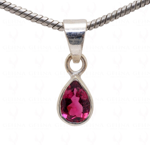 "Aaa" Pink Tourmaline Pear Shape Gemstone 925 Silver Pendant SP02-1008