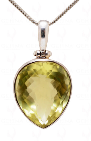 Lemon Topaz Pear Shape Gemstone Studded 925 Sterling Silver Pendant Sp031008