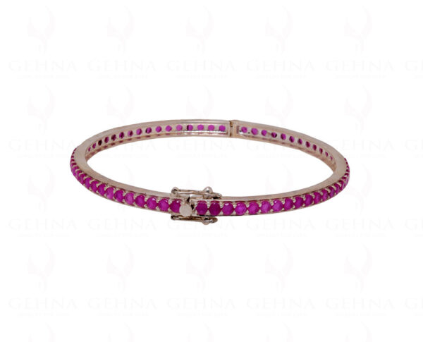 Ruby Gemstone Studded 925 Sterling Solid Silver Bangle Bracelet Sb1008