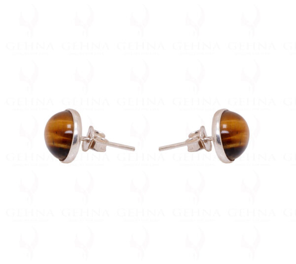 Tiger Eye Oval Shaped Gemstone Studded 925 Sterling Silver Earrings SE04-1008