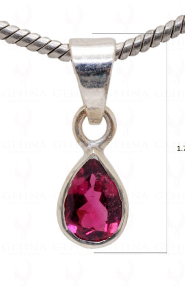 “Aaa” Pink Tourmaline Pear Shape Gemstone 925 Silver Pendant SP02-1008