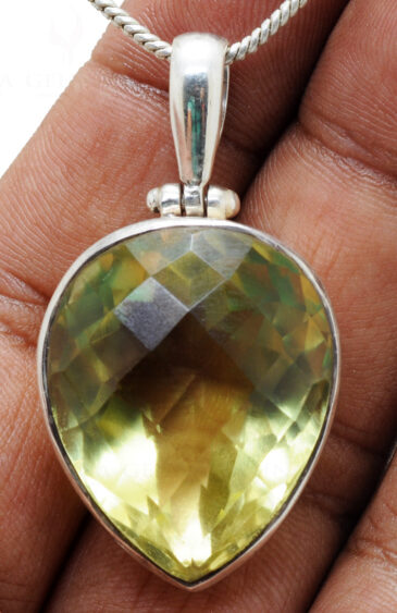 Lemon Topaz Pear Shape Gemstone Studded 925 Sterling Silver Pendant Sp031008