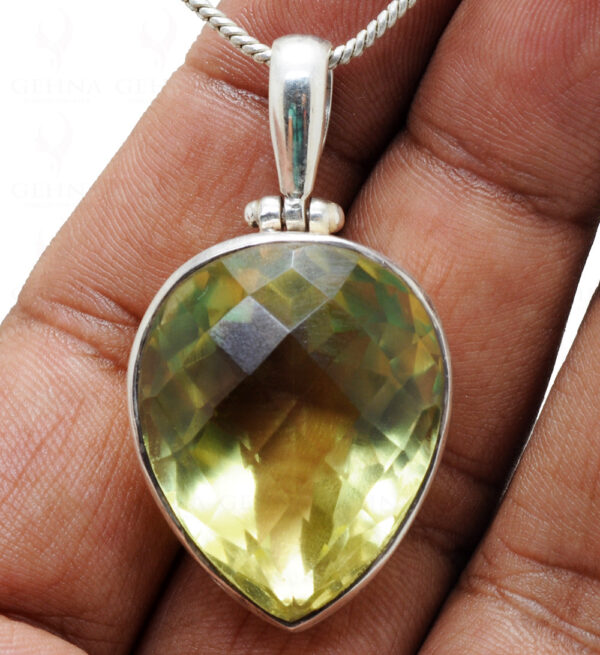 Lemon Topaz Pear Shape Gemstone Studded 925 Sterling Silver Pendant Sp031008