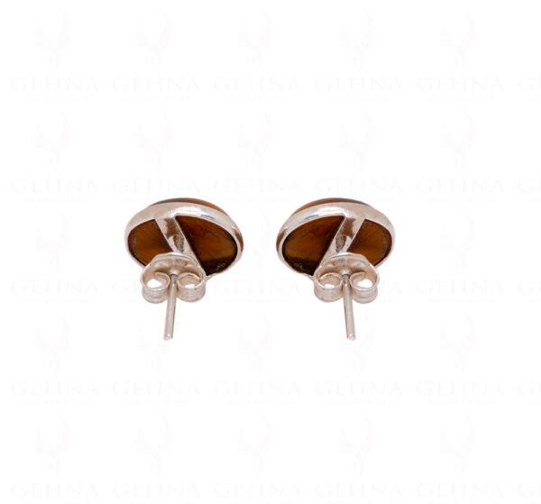 Tiger Eye Oval Shaped Gemstone Studded 925 Sterling Silver Earrings SE04-1008