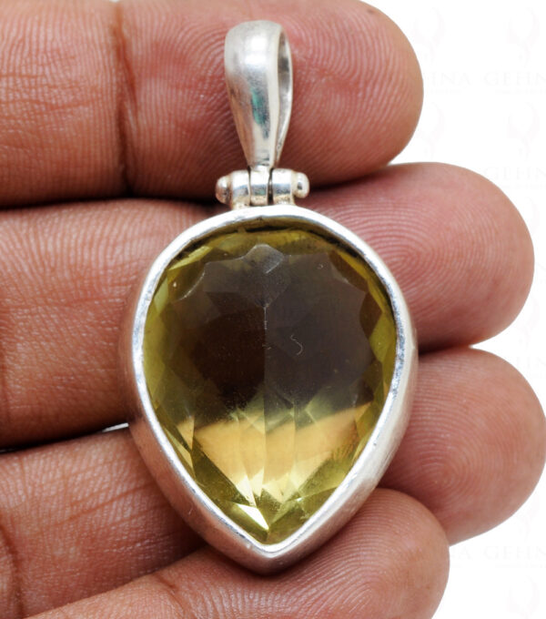 Lemon Topaz Pear Shape Gemstone Studded 925 Sterling Silver Pendant Sp031008