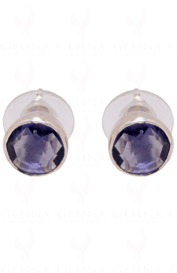 Iolite Round Shaped Gemstone Studded 925 Sterling Silver Earrings SE04-1009