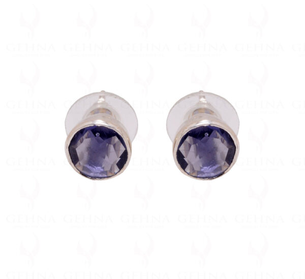 Iolite Round Shaped Gemstone Studded 925 Sterling Silver Earrings SE04-1009