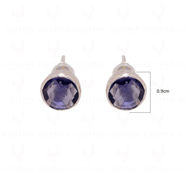 Iolite Round Shaped Gemstone Studded 925 Sterling Silver Earrings SE04-1009