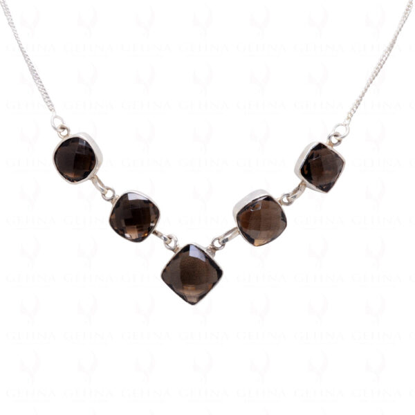 Smokey Quartz Gemstone Necklace In .925 Sterling Silver SN-1010