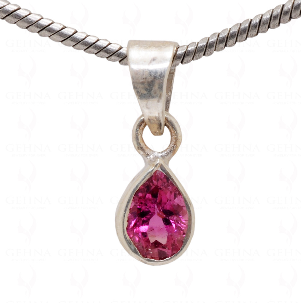 "Aaa" Pink Tourmaline Pear Shape Gemstone 925 Silver Pendant SP02-1010