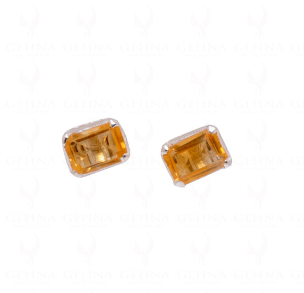 Citrine Octagon Shaped Gemstone Studded 925 Solid Silver Earrings SE04-1010