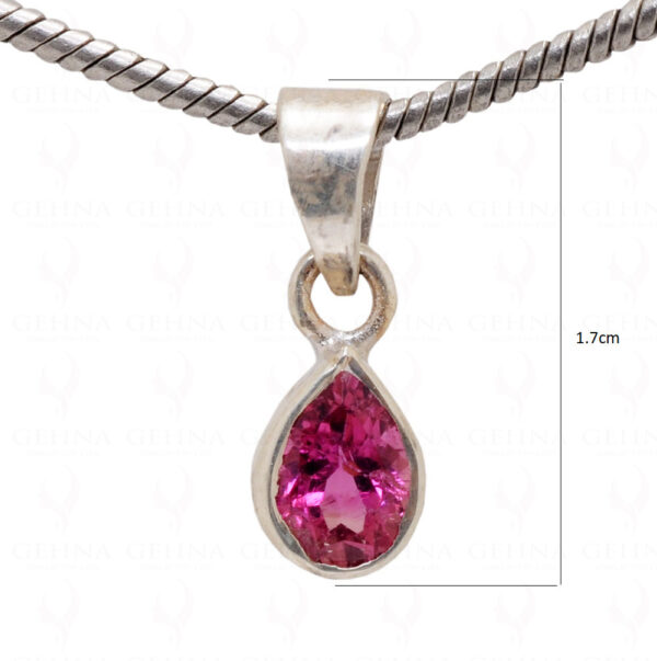 "Aaa" Pink Tourmaline Pear Shape Gemstone 925 Silver Pendant SP02-1010