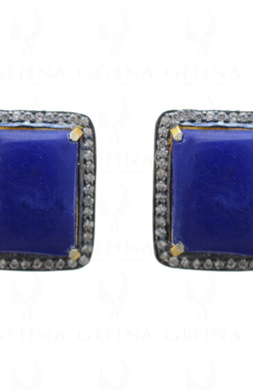 Lapis Lazuli Color Stone Studded 925 Sterling Silver Earrings Se011011