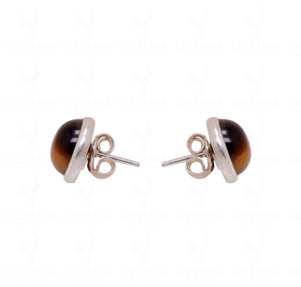 Tiger Eye Round Shaped Gemstone Studded 925 Sterling Silver Earrings SE04-1011