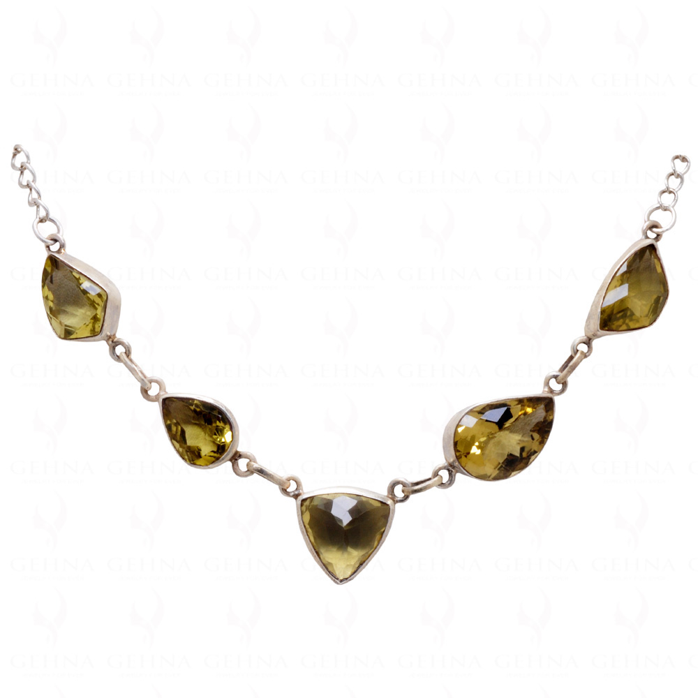 Necklace - Pendant Hammered Oval Link Chain Lemon Quartz Sterling Silv -  KenSu Jewelry