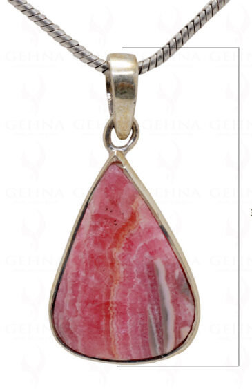 Rhodochrosite Pear Shape Gemstone 925 Silver Pendant SP02-1011