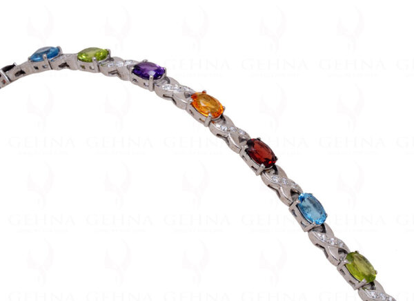 Citrine Peridot Amethyst Topaz Gemstone Studded 925 Solid Silver Bracelet Sb1011