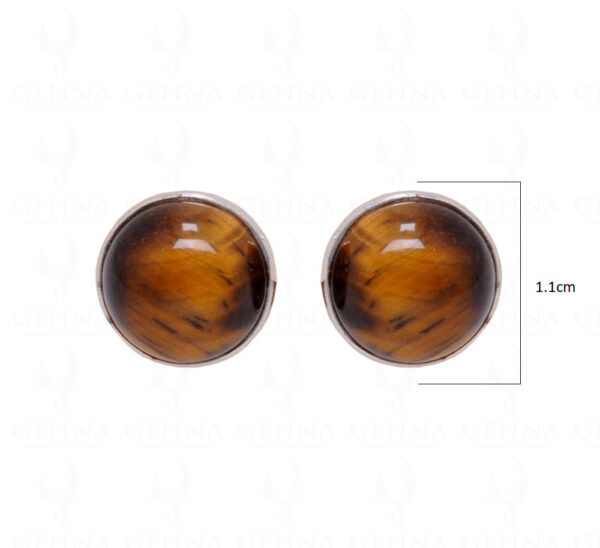 Tiger Eye Round Shaped Gemstone Studded 925 Sterling Silver Earrings SE04-1011