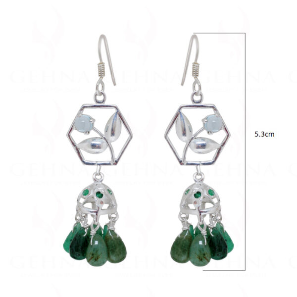 Topaz & Emerald Gemstone Bead Knotted 925 Sterling Silver Earrings  SE05-1011