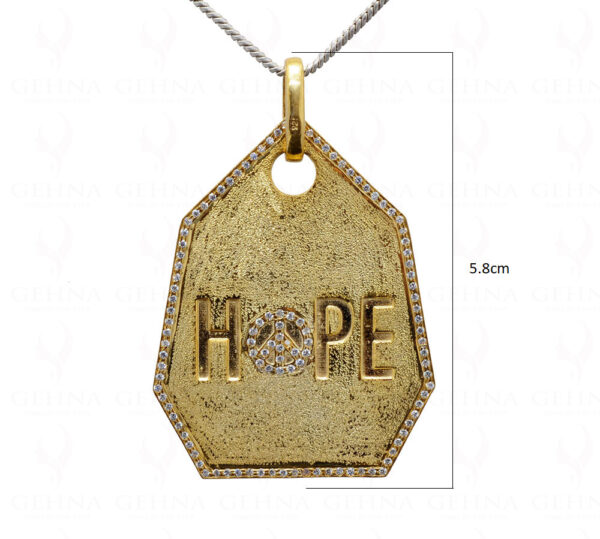 White Topaz Studded "Hope" Engraved 925 Sterling Silver Pendant Sp011011