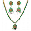 Pearl, Ruby, Emerald & Topaz Gemstone Necklace & Earring Set .925 Silver SN-1012