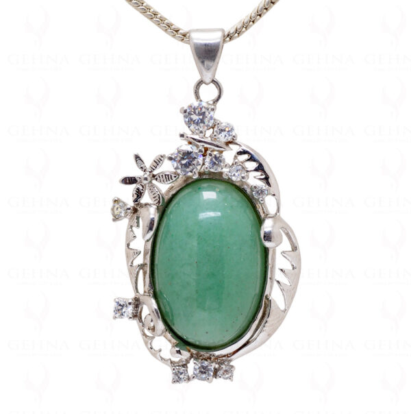 Green Aventurine Oval Shape Gemstone 925 Sterling Silver Pendant Sp011012