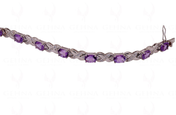 Topaz & Amethyst Gemstone Studded 925 Solid Silver Bracelet Sb1012