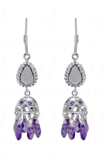 Moonstone & Amethyst Bead Knotted 925 Sterling Silver Earrings SE05-1012