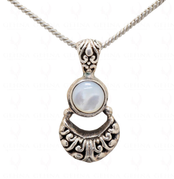 White Moonstone Studded 925 Sterling Silver Pendant & Earring Set SP04-1012