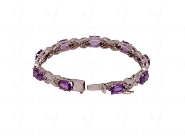 Topaz & Amethyst Gemstone Studded 925 Solid Silver Bracelet Sb1012