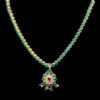 Pearl, Ruby, Emerald & Topaz Gemstone Necklace & Earring Set .925 Silver SN-1012