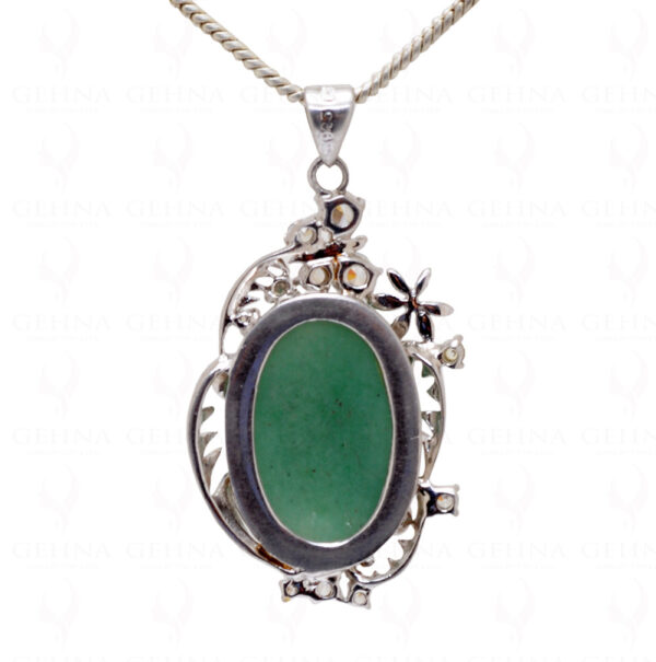 Green Aventurine Oval Shape Gemstone 925 Sterling Silver Pendant Sp011012