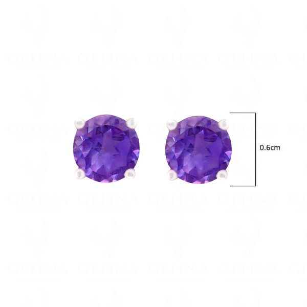 Amethyst Round Shaped Gemstone Studded 925 Sterling Silver Earrings SE04-1012