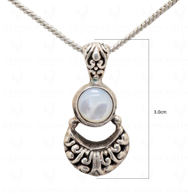 White Moonstone Studded 925 Sterling Silver Pendant & Earring Set SP04-1012