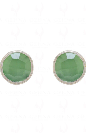 Prehnite Round Shaped Gemstone Studded 925 Sterling Silver Earrings SE04-1013