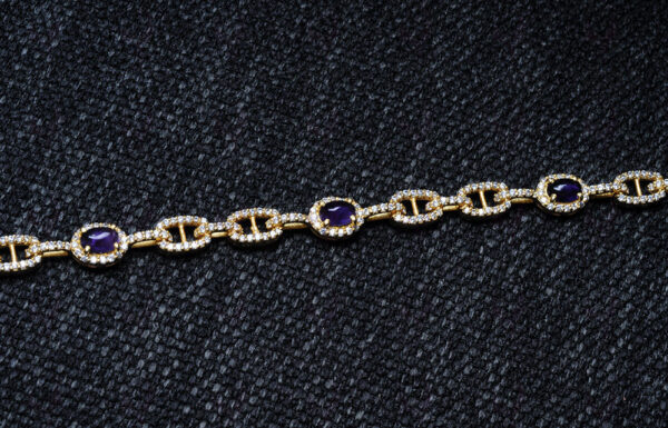 Topaz & Amethyst Gemstone Studded 925 Solid Silver Bracelet Sb1013