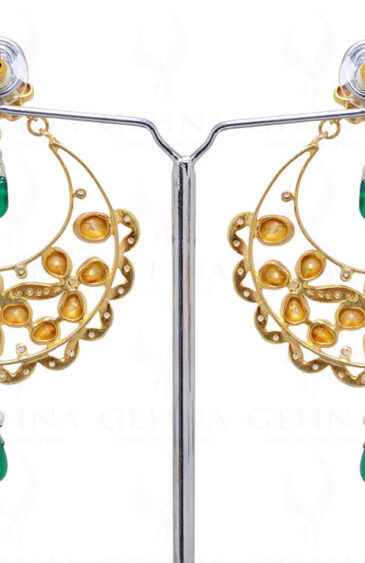 Onyx & White Sapphire Gemstone Studded 925 Chandelier Style Earrings Se021013