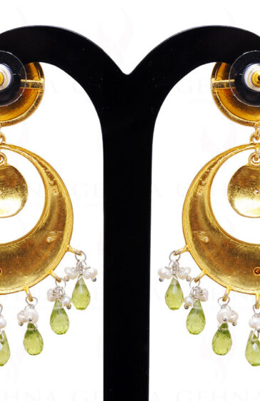 Peridot & Pearl Chandelier Earring With Multi Color Enamel Work Se031013