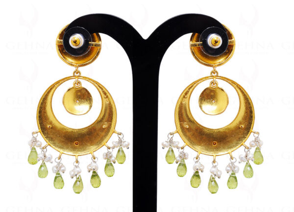 Peridot & Pearl Chandelier Earring With Multi Color Enamel Work Se031013
