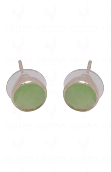 Prehnite Round Shaped Gemstone Studded 925 Sterling Silver Earrings SE04-1013