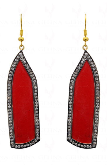 Topaz & Red Jasper Studded Handmade 925 Sterling Silver Earrings Se011014