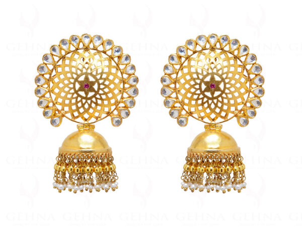 Tourmaline, Pearl & White Sapphire Chandelier Style Jhumki Earrings Se021014