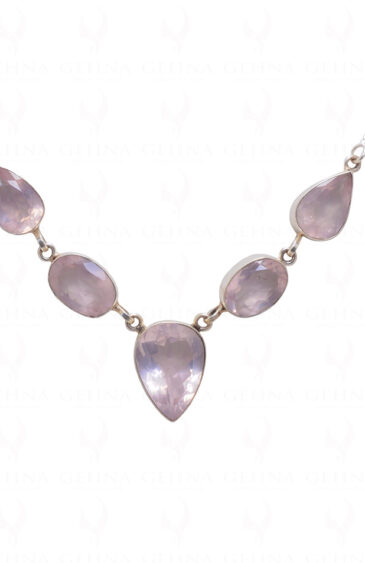 Rose Quartz Gemstone Necklace In .925 Sterling Silver SN-1014