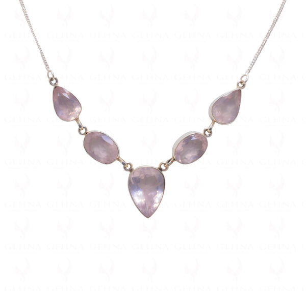 Rose Quartz Gemstone Necklace In .925 Sterling Silver SN-1014