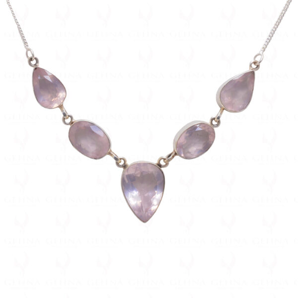 Rose Quartz Gemstone Necklace In .925 Sterling Silver SN-1014