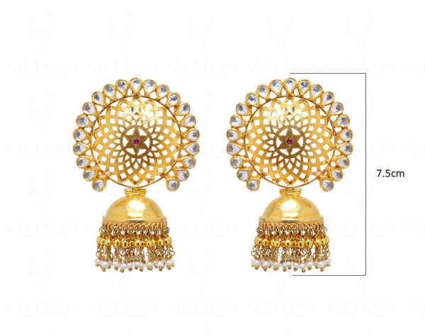 Tourmaline, Pearl & White Sapphire Chandelier Style Jhumki Earrings Se021014