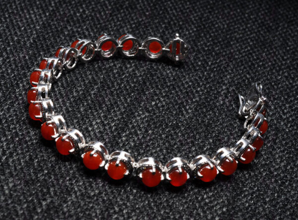 Carnelian & Topaz Gemstone 925 Sterling Solid Silver Tennis Bracelet Sb1014