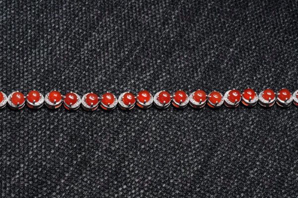 Carnelian & Topaz Gemstone 925 Sterling Solid Silver Tennis Bracelet Sb1014