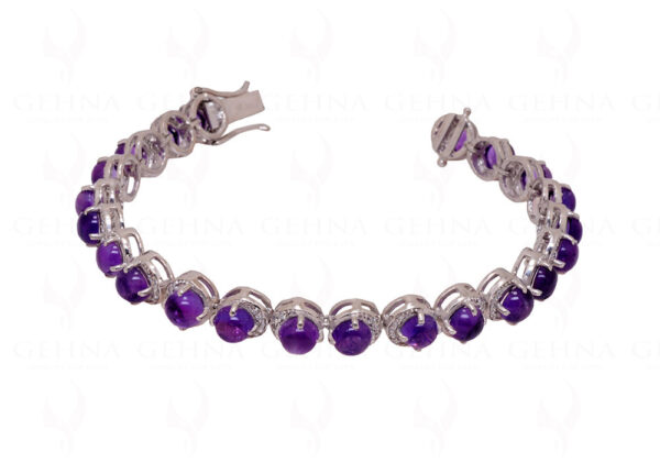 Amethyst & Topaz Gemstone 925 Sterling Solid Silver Tennis Bracelet Sb1015